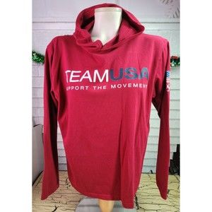 United States Olympic Committee Team USA Red Hooded Hoodie T-Shirt Shirt XL USA